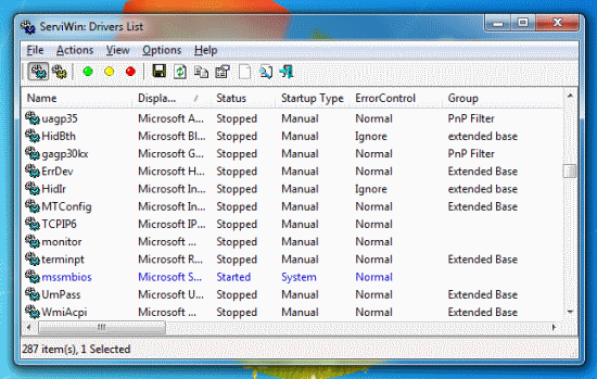 Детальное управление драйверами и службами (сервис) Windows с помощью ServiWin