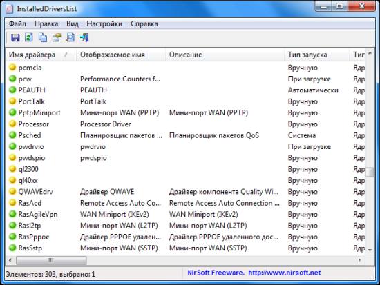InstalledDriversList программа для получения и отображения списка драйверов в Windows