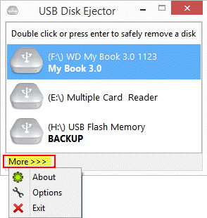 USB Disk Ejector основной интерфейс